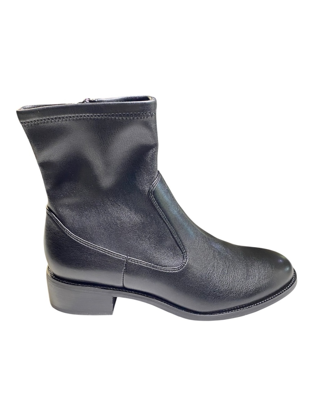 New Franco Sarto Black Boots Size 8 L-Bex Side Zip Low Heel Comfy Vegan Leather